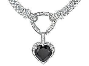 Pre-Owned Black Spinel Rhodium Over Sterling Silver Necklace 3.79ctw