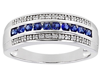 Picture of Pre-Owned Blue Sapphire Rhodium Over 10K White Gold Ring 0.40ctw