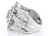 Pre-Owned White Cubic Zirconia Rhodium Over Sterling Silver Ring 6.27ctw