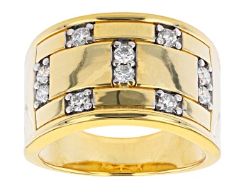 Picture of Pre-Owned Moissanite 4k yellow gold over sterling silver mens ring .60ctw DEW.
