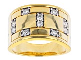 Pre-Owned Moissanite 4k yellow gold over sterling silver mens ring .60ctw DEW.