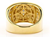 Pre-Owned Moissanite 4k yellow gold over sterling silver mens ring .60ctw DEW.