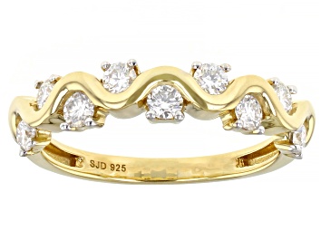 Picture of Pre-Owned Moissanite 14k Yellow Gold Over Sterling Silver Band Ring .54ctw DEW