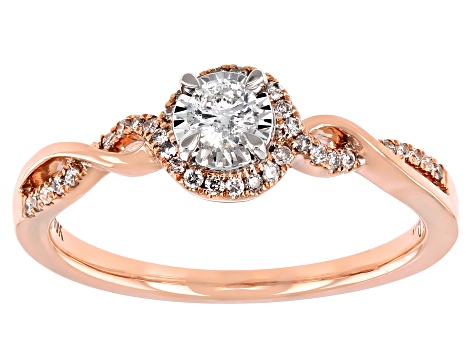 Pre-Owned White Diamond 10k Rose Gold Promise Ring 0.25ctw
