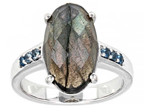 Pre-Owned Gray Labradorite Rhodium Over Sterling Silver Ring 4.82ctw