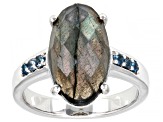 Pre-Owned Gray Labradorite Rhodium Over Sterling Silver Ring 4.82ctw