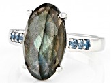 Pre-Owned Gray Labradorite Rhodium Over Sterling Silver Ring 4.82ctw