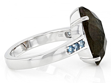 Pre-Owned Gray Labradorite Rhodium Over Sterling Silver Ring 4.82ctw