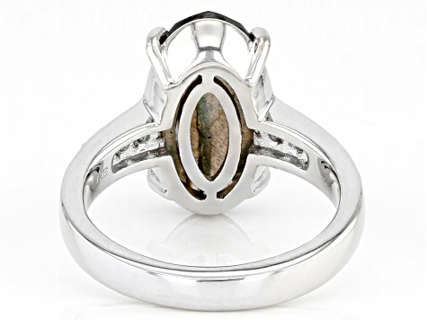 Pre-Owned Gray Labradorite Rhodium Over Sterling Silver Ring 4.82ctw
