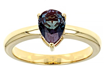 Picture of Pre-Owned Blue Lab Created Alexandrite 18K Yellow Gold Over Sterling Silver June Birthstone Ring 1.2