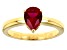 Pre-Owned Red Lab Created Ruby 18K Yellow Gold Over Sterling Silver July Birthstone Ring 1.10ct