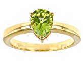 Pre-Owned Green Manchurian Peridot™ 18K Yellow Gold Over Sterling Silver August Birthstone Ring 0.98