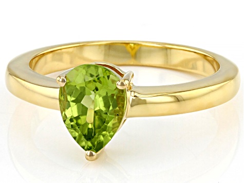 Pre-Owned Green Manchurian Peridot™ 18K Yellow Gold Over Sterling Silver August Birthstone Ring 0.98