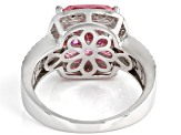 Pre-Owned Pink And White Cubic Zirconia Rhodium Over Sterling Silver Ring 9.26ctw