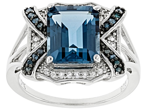 Pre-Owned Blue Topaz With Rhodium Over Sterling Silver Ring 3.59ctw