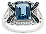 Pre-Owned Blue Topaz With Rhodium Over Sterling Silver Ring 3.59ctw