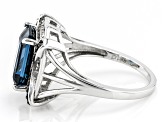 Pre-Owned Blue Topaz With Rhodium Over Sterling Silver Ring 3.59ctw