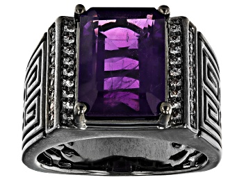 Picture of Pre-Owned Purple Amethyst Black Rhodium Over Brass Men's Ring. 6.43ctw