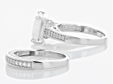 Pre-Owned Rainbow Moonstone With Lab Created White Sapphire 2 ring set