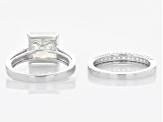 Pre-Owned Rainbow Moonstone With Lab Created White Sapphire 2 ring set