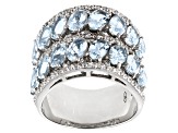 Pre-Owned Blue Aquamarine Rhodium Over Sterling Silver Ring 6.97ctw