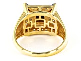 Pre-Owned Black Spinel 18K Yellow Gold Over Sterling Silver Men's Ring 2.59ctw