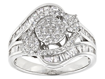 Picture of Pre-Owned White Cubic Zirconia Rhodium Over Sterling Silver Ring 1.56ctw