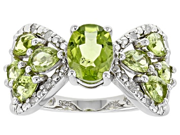 Picture of Pre-Owned Green Peridot Rhodium Over Sterling Silver Ring 2.73ctw