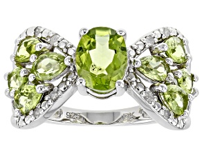 Pre-Owned Green Peridot Rhodium Over Sterling Silver Ring 2.73ctw