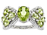Pre-Owned Green Peridot Rhodium Over Sterling Silver Ring 2.73ctw