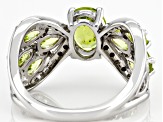 Pre-Owned Green Peridot Rhodium Over Sterling Silver Ring 2.73ctw