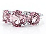 Pre-Owned Pink Lab Created Color Change Zandrite Rhodium Over Sterling Silver 3 Stone Ring 5.82ctw