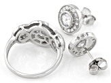 Pre-Owned White Cubic Zirconia Platinum Over Sterling Silver Ring And Earrings Set 6.09ctw