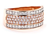 Pre-Owned Natural Pink And White Diamond 14K Rose Gold Wide Band Ring 0.85ctw