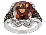 Pre-Owned Red Labradorite Rhodium Over Sterling Silver Ring 4.53ctw