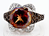 Pre-Owned Red Labradorite Rhodium Over Sterling Silver Ring 4.53ctw