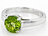 Pre-Owned Green Manchurian Peridot™ Rhodium Over Sterling Silver Solitaire August Birthstone Ring 1.