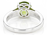 Pre-Owned Green Manchurian Peridot™ Rhodium Over Sterling Silver Solitaire August Birthstone Ring 1.