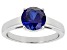 Pre-Owned Blue Lab Created Sapphire Rhodium Over Sterling Silver Solitaire September Birthstone Ring