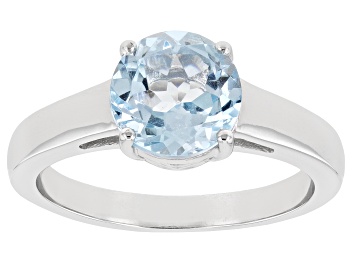 Picture of Pre-Owned Sky Blue Topaz Rhodium Over Sterling Silver Solitaire December Birthstone Ring 1.91ct