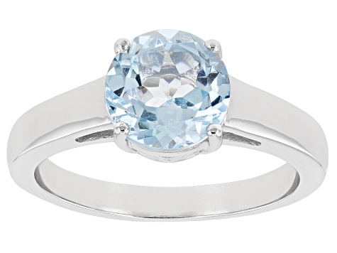 Pre-Owned Sky Blue Topaz Rhodium Over Sterling Silver Solitaire December Birthstone Ring 1.91ct