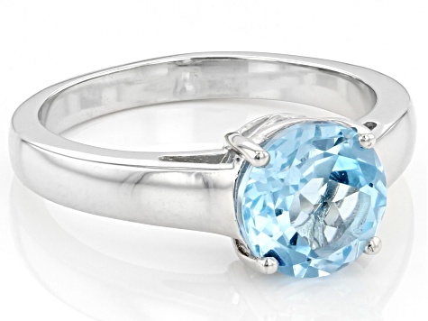 Pre-Owned Sky Blue Topaz Rhodium Over Sterling Silver Solitaire December Birthstone Ring 1.91ct