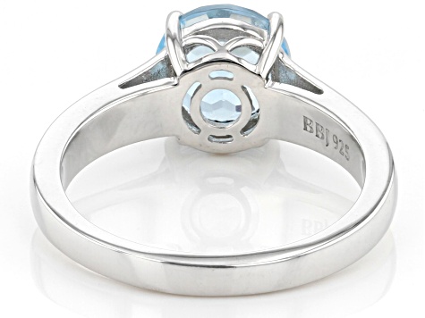 Pre-Owned Sky Blue Topaz Rhodium Over Sterling Silver Solitaire December Birthstone Ring 1.91ct