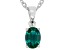 Pre-Owned Green Lab Created Emerald Rhodium Over Sterling Silver May Birthstone Pendant With Chain 0