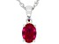 Pre-Owned Red Lab Created Ruby Rhodium Over Sterling Silver July Birthstone Pendant With Chain 1.27c