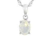 Pre-Owned Multicolor Ethiopian Opal Rhodium Over Sterling Silver October Birthstone Pendant With Cha