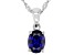 Pre-Owned Blue Lab Created Sapphire Rhodium Over Silver September Birthstone Pendant Chain 1.27ct