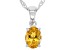Pre-Owned Yellow Citrine Rhodium Over Sterling Silver November Birthstone Pendant With Chain 0.94ct