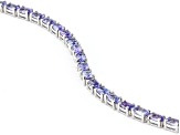 Pre-Owned Oval Blue Tanzanite Rhodium Over Sterling Silver Tennis Bracelet 6.61ctw