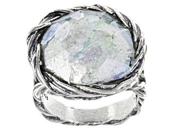 Picture of Pre-Owned Sterling Sterling Silver Roman Glass Rope Design Textured Ring Rope Design Textured Ring